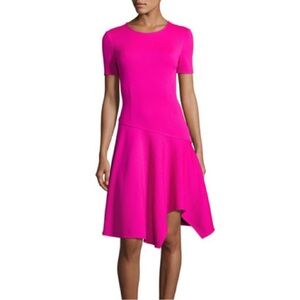 St. John Magenta Pink Asymmetrical Hem Milano Dress Size 4
